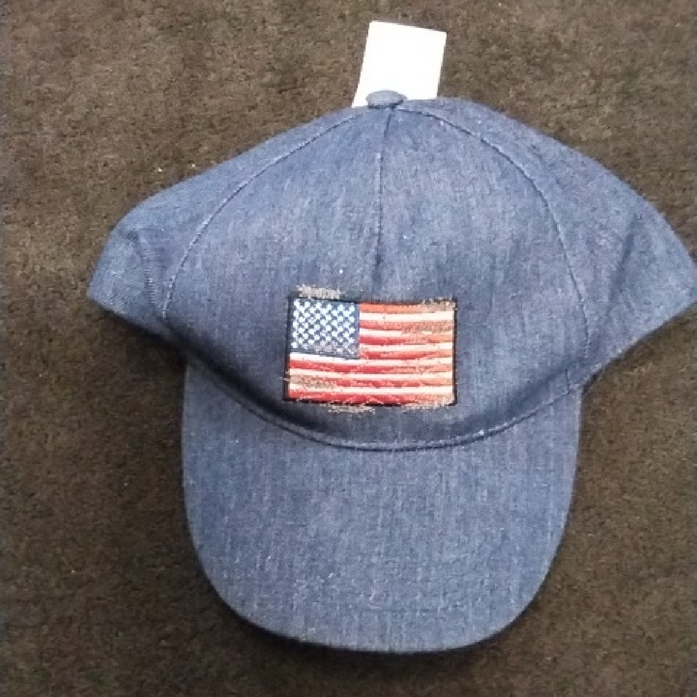 Denim Cap with American Flag Patch